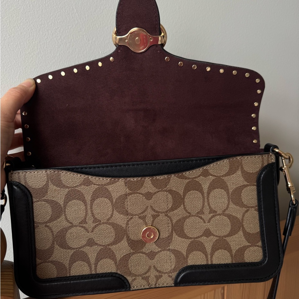 Coach Georgie Shoulder Bag in Colorblock Signature Canvas with Rivets - Picture 8 of 8